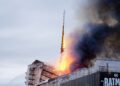 VIDEO: Arde el histórico edificio de la Bolsa de Copenhague y se derrumba su icónico chapitel