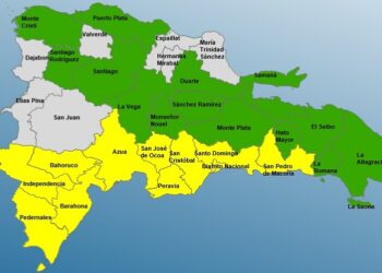 10 provincias y el Distrito Nacional en alerta Amarilla, aumentan a 14 en Verde