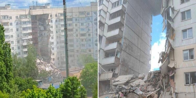 Ataque ucraniano destruye parcialmente un edificio residencial de 10 pisos en Bélgorod