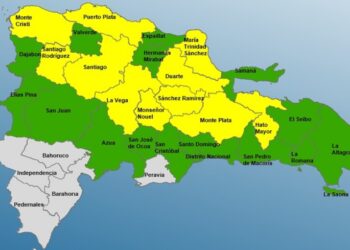 En alerta Amarilla 11 provincias y en Verde 15 y el Distrito Nacional