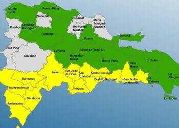 El COE mantiene 10 provincias y el Distrito Nacional en alerta Amarilla, 14 están en Verde