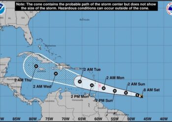 ONAMET monitorea tormenta Beryl, y pronostica aguaceros con tronadas