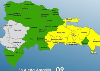 En alerta Amarilla 8 provincias y el Distrito Nacional, 19 están en Verde