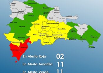 Mantienen 2 provincias en alerta roja, aumenta a 10 y al Distrito Nacional en Amarilla y a 10 en Verde