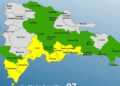 El COE mantiene 6 provincias y el Distrito Nacional en alerta Amarilla, eleva 14 en Verde