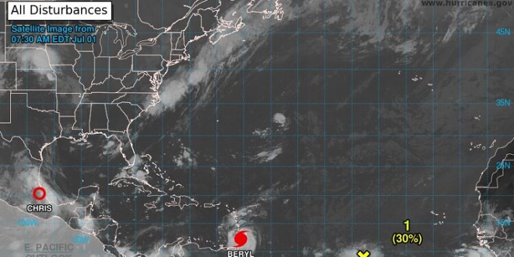 Vientos y marejadas de Beryl se esperan en las Islas de Barlovento