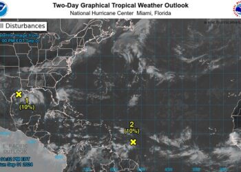 Onda tropical se moverá mar adentro este lunes 2 de septiembre