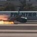 Un avión se incendia al aterrizar en Las Vegas (VIDEO)