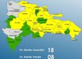 El COE aumenta a 15 las provincias y al Distrito Nacional en Alerta Amarilla y 9 en Verde