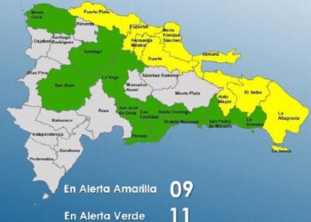 El COE mantiene 9 provincias en alerta Amarilla, 10 y el Distrito Nacional en Verde