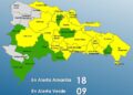 COE mantiene 17 provincias y al Distrito Nacional en alerta Amarilla y aumentó a 9 en Verde