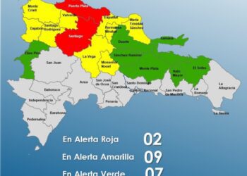 Dos provincias en alerta Roja, nueve en Amarilla y siete en Verde