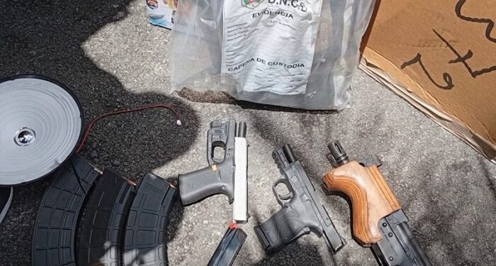 Aduanas y DNCD incautan armas y drogas dentro de caja y bocina en el puerto de Haina