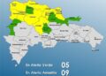 Nueve provincias en alerta Amarilla, 5 en Verde