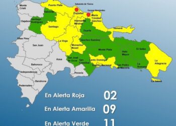 Dos municipios en alerta Roja, 10 provincias en Amarilla y 11 en Verde