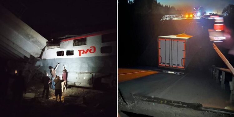 MINUTO A MINUTO: Derrumbe de un puente sobre un tren de pasajeros en Rusia