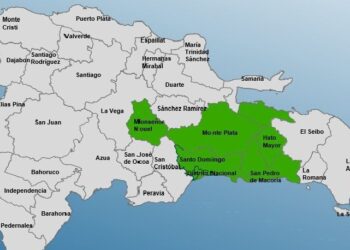 El Distrito Nacional y cinco provincias en alerta verde por lluvias
