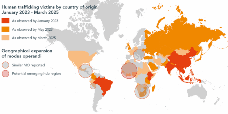 INTERPOL publica nueva información sobre la globalización de los centros de estafa