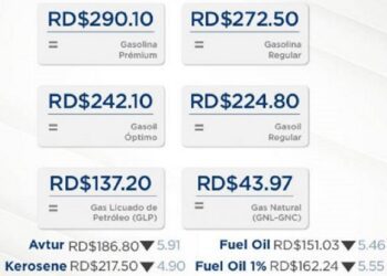 Gobierno mantiene precios de combustibles, baja el Avtur, Kerosene, Fueloil #6 y el Fueloil 1%S