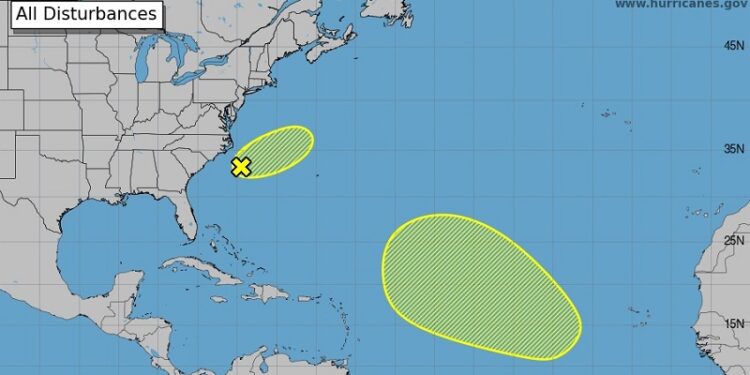Se forma área de baja presión cerca de Carolina del Norte