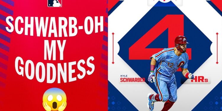 Schwarber se convierte en el 21er toletero con cuatro jonrones en un partido