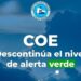COE descontinuó aleta Verde para cinco provincias