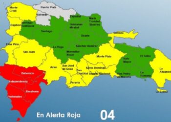 Cuatro provincias en alerta Roja, 12 y al Distrito Nacional en Amarilla y 13 en Verde