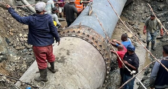 Coraasan e INAPA avanzan en solución definitiva de avería del tubo que abastece de agua a Santiago y Moca
