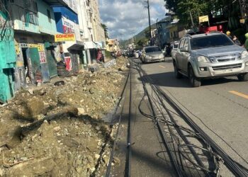 Edesur trabaja para reponer postes derribados durante excavaciones en Villa Altagracia