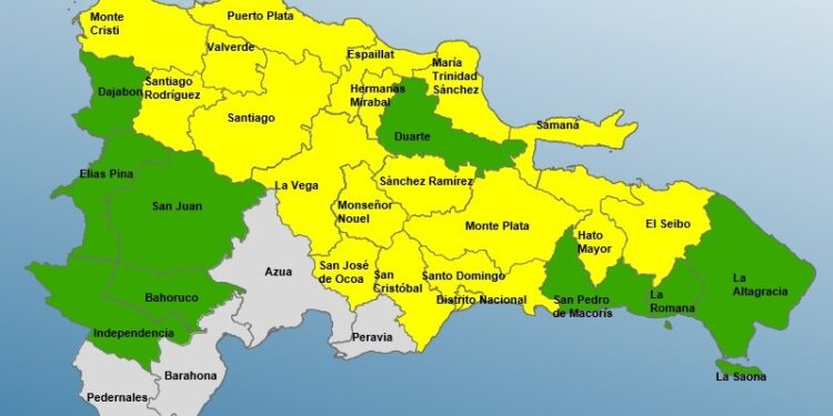 El Distrito Nacional y 27 provincias en alerta por lluvias