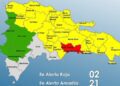 Una provincia y el Distrito Nacional en alerta Roja, 21 en Amarilla y 5 en Verde