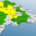 Cinco provincias en alerta Amarilla y 12 y el Distrito Nacional en Verde