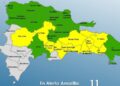 Diez provincias y el Distrito Nacional en alerta Amarilla, 15 en Verde