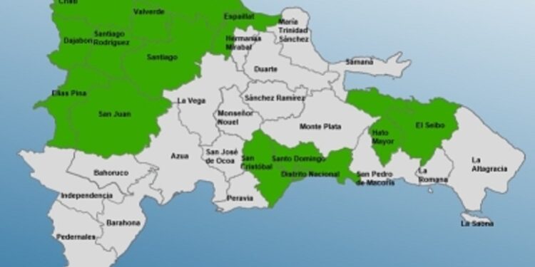 El COE aumenta a 13 provincias y el Distrito Nacional en alerta Verde