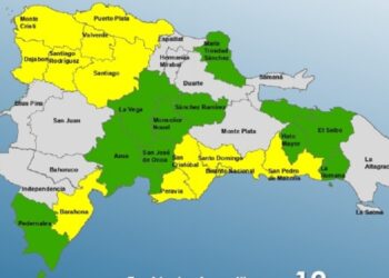 El COE aumenta 11 provincias en alerta Amarilla y el Distrito Nacional y mantiene 10 en Verde