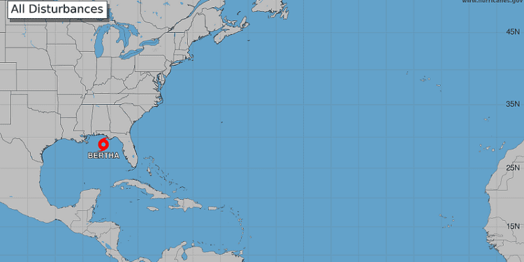 Tormenta Bertha con viento máximos de 95 kilómetros por hora